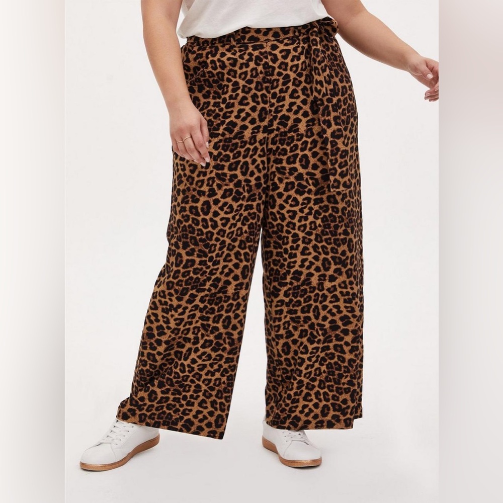 Pull-On Wide Leg Stretch Crepe High-Rise Tie-Front Pant.